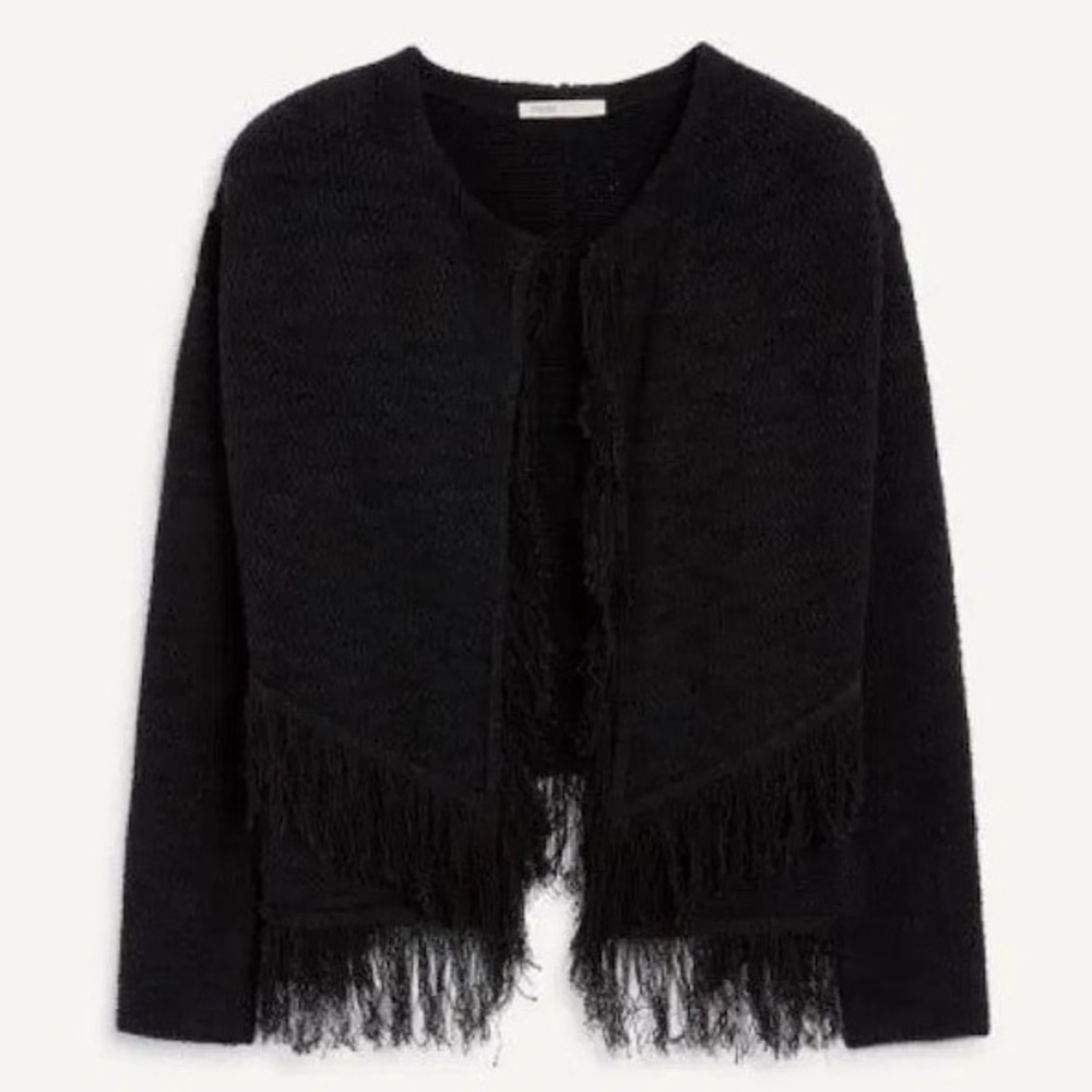 NWT Maje Black Fringe Cardigan Sweater
